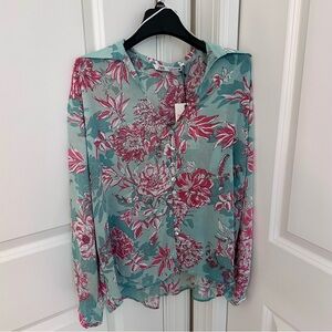 Zara Women's Floral Blouse - Teal and Pink